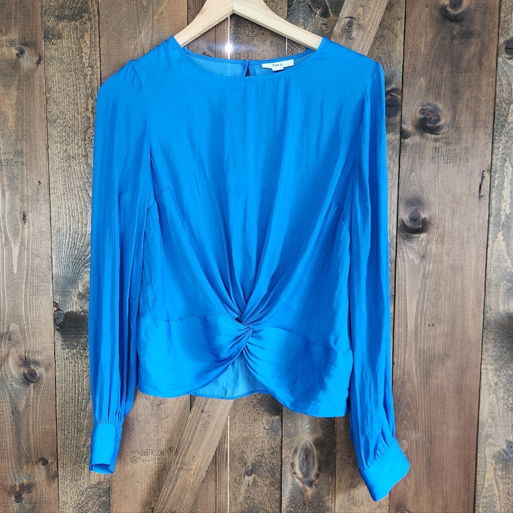 Blue Twist-Front Long Sleeve Blouse - Bar III Size M